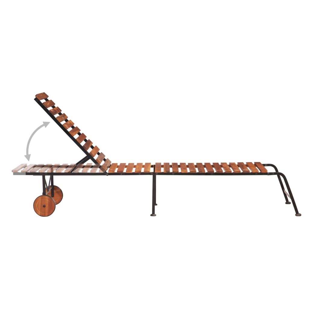 Sun Lounger with Steel Legs Solid Acacia Wood Price