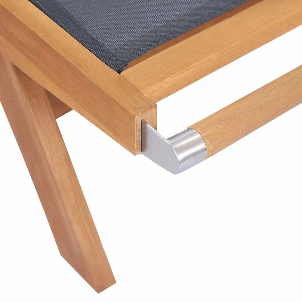 Folding Sun Lounger with Wheels Solid Teak and Textilene Price