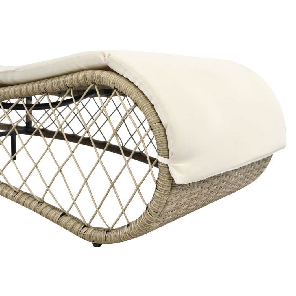 Sun Lounger with Cushion Poly Rattan Grey Price