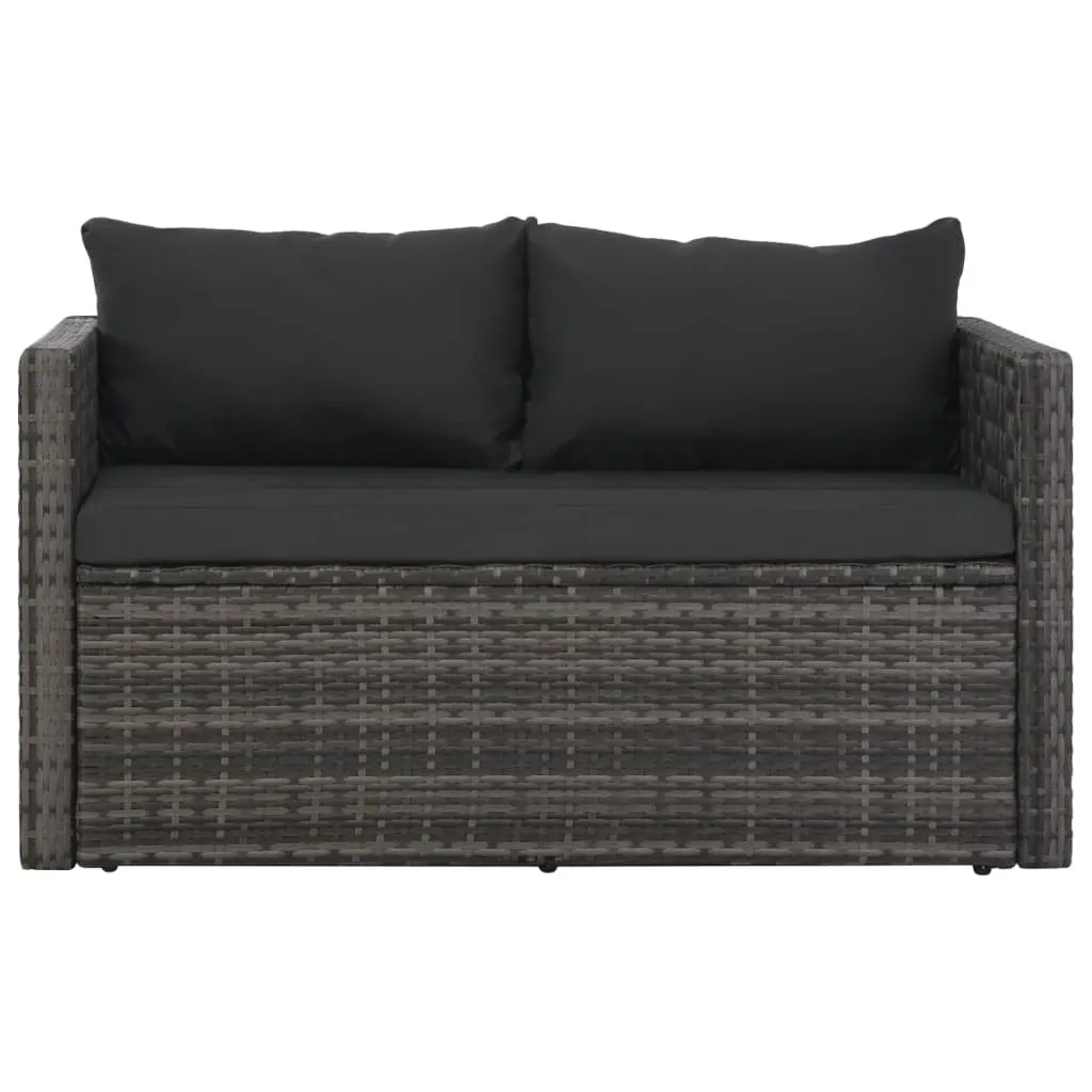 3 Piece Outdoor Dining Set with Cushions Poly Rattan Grey Price