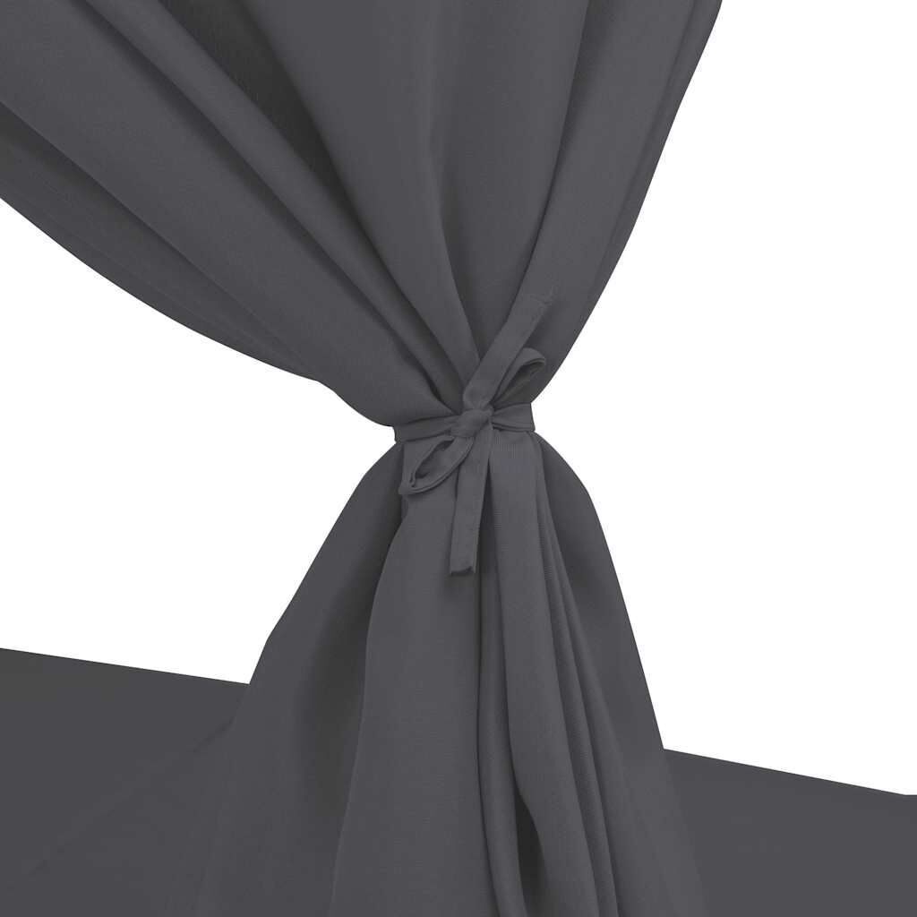 Outdoor Lounge Bed with Curtains Poly Rattan Grey Price