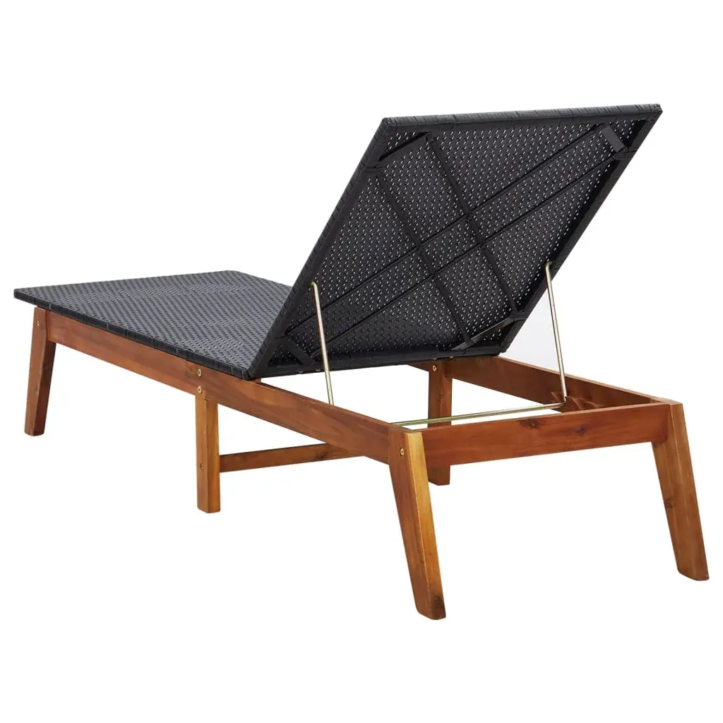 Sun Lounger Poly Rattan and Solid Acacia Wood Price