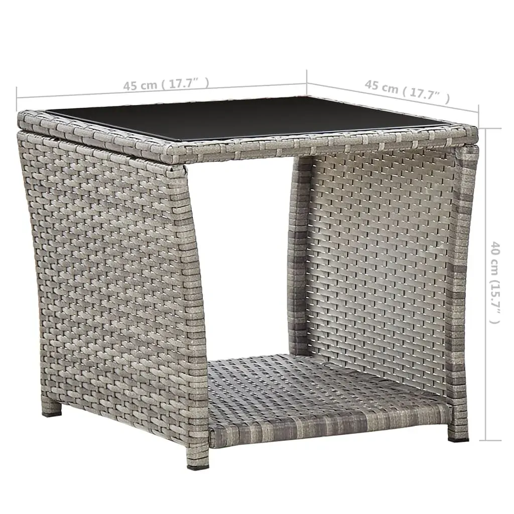 Coffee Table Grey 45x45x40 cm Poly Rattan and Glass Price