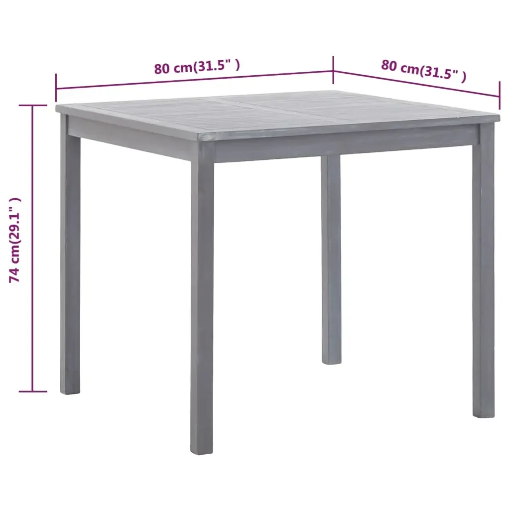 Garden Table Grey 80x80x74 cm Solid Acacia Wood Price