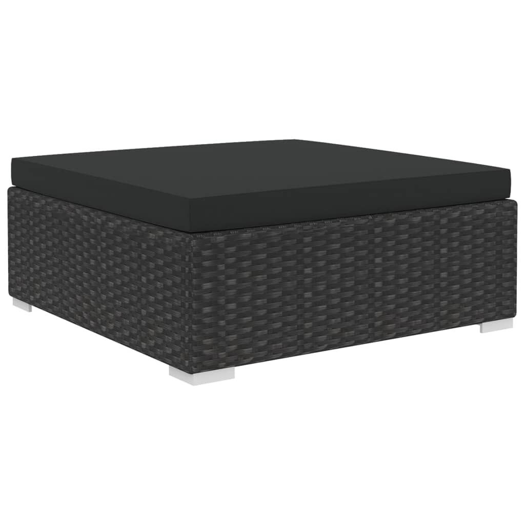 5 Piece Garden Lounge Set with Cushions Poly Rattan Black Price