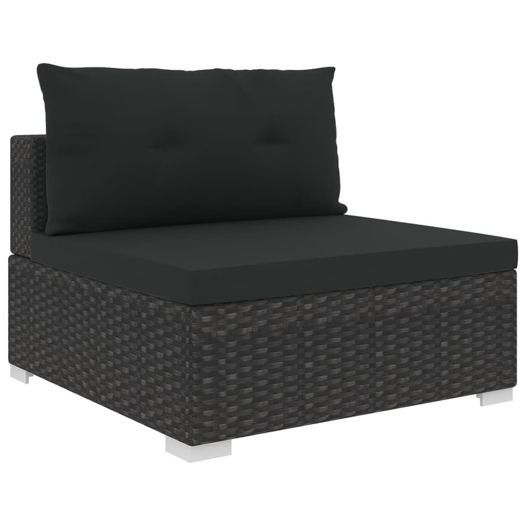 10 Piece Garden Lounge Set with Cushions Poly Rattan Black Price