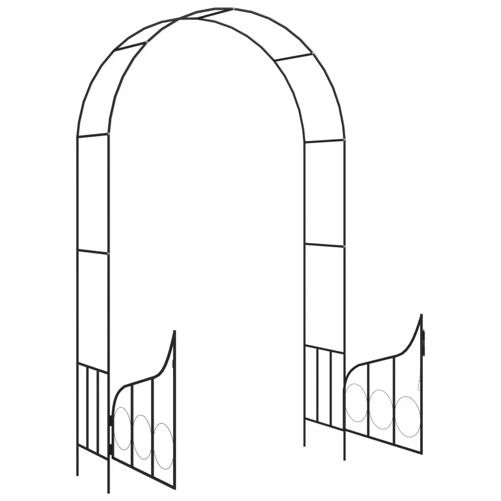 Garden Arch with Gate Black 138x40x238 cm Iron Price
