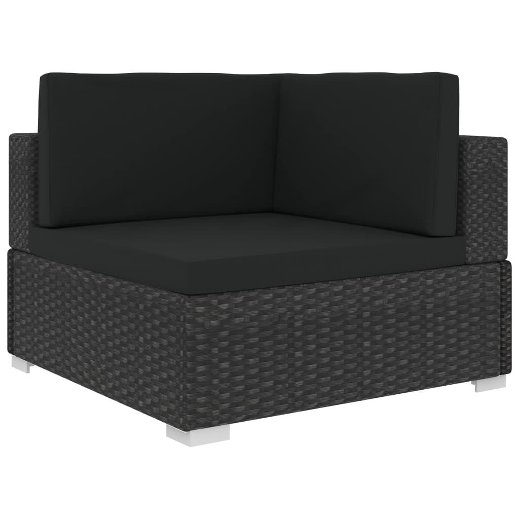 7 Piece Garden Lounge Set Black with Cushions Poly Rattan Price