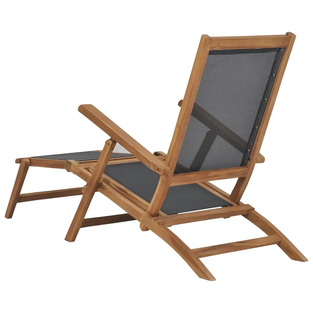 Deck Chair with Footrest Solid Teak Wood Black Price