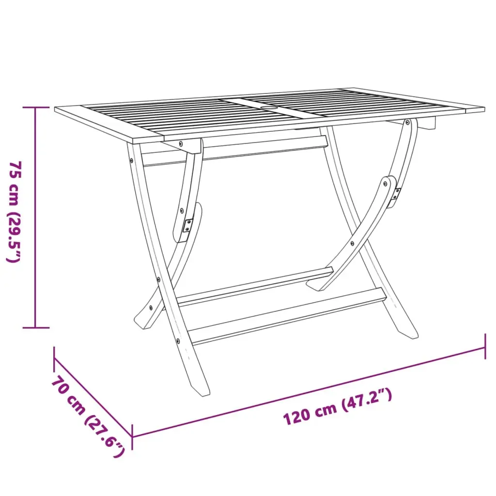 Folding Garden Table 120x70x75 cm Solid Eucalyptus Wood Price