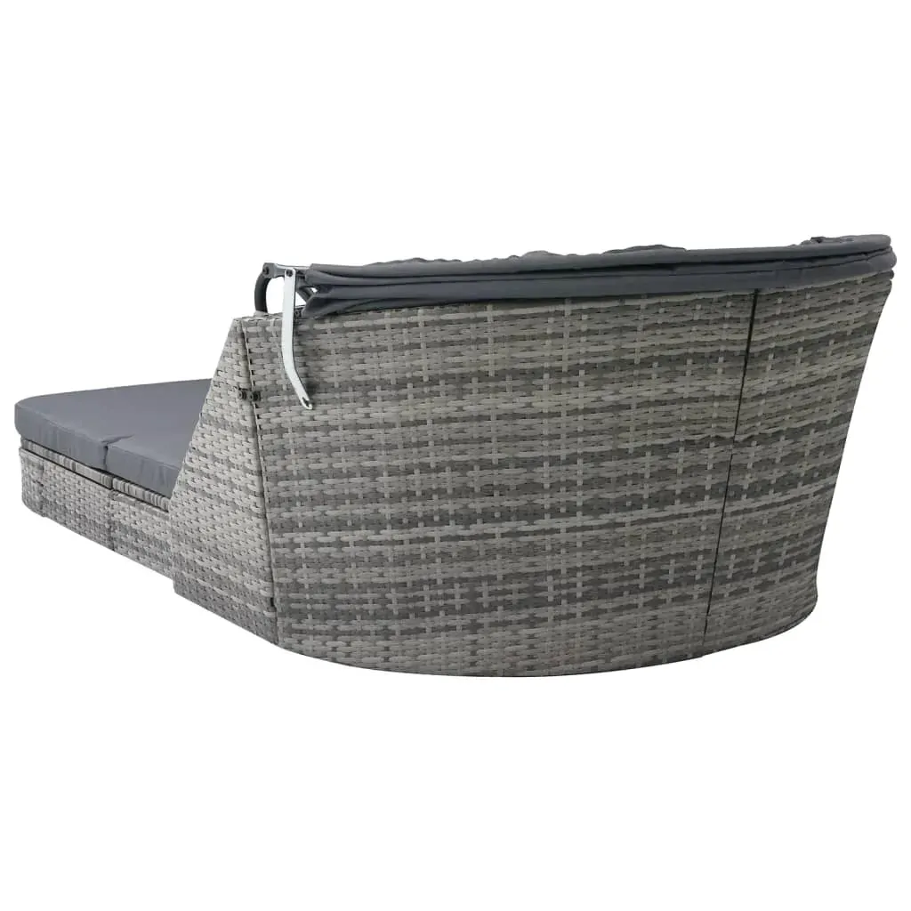 Sun Lounger with Canopy Poly Rattan Anthracite Price