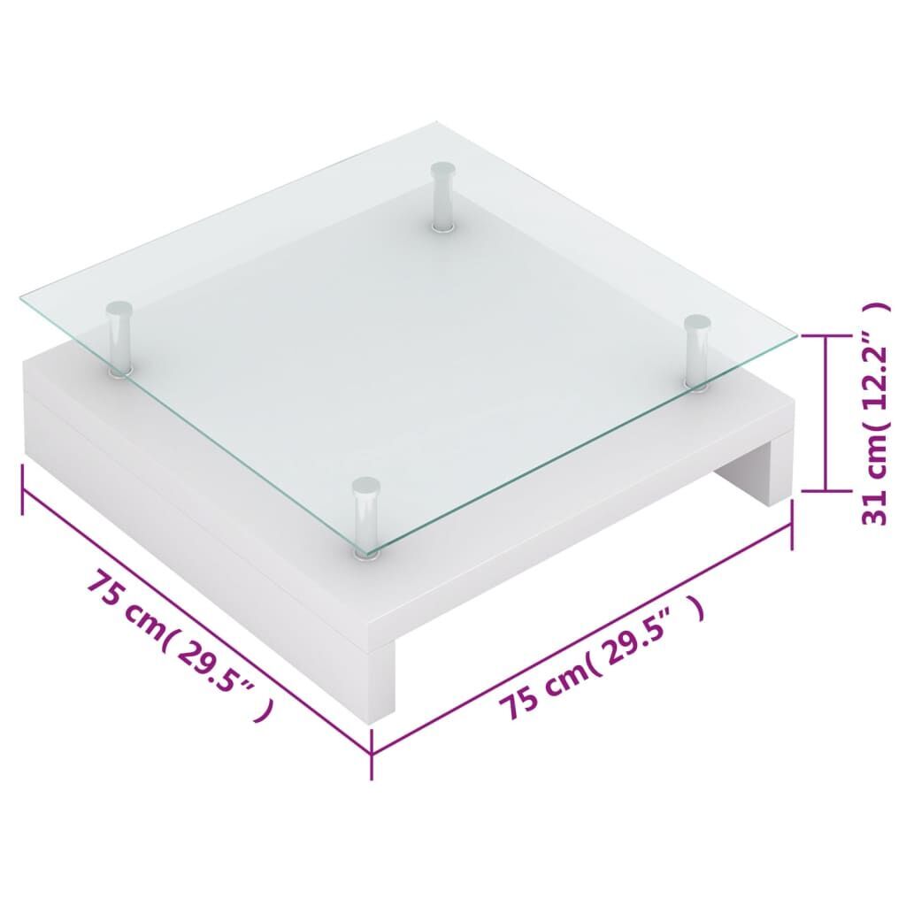 Coffee Table with Glass Top White Price