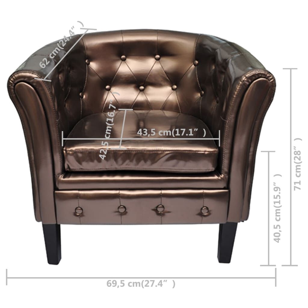 Tub Chair Brown Faux Leather Price