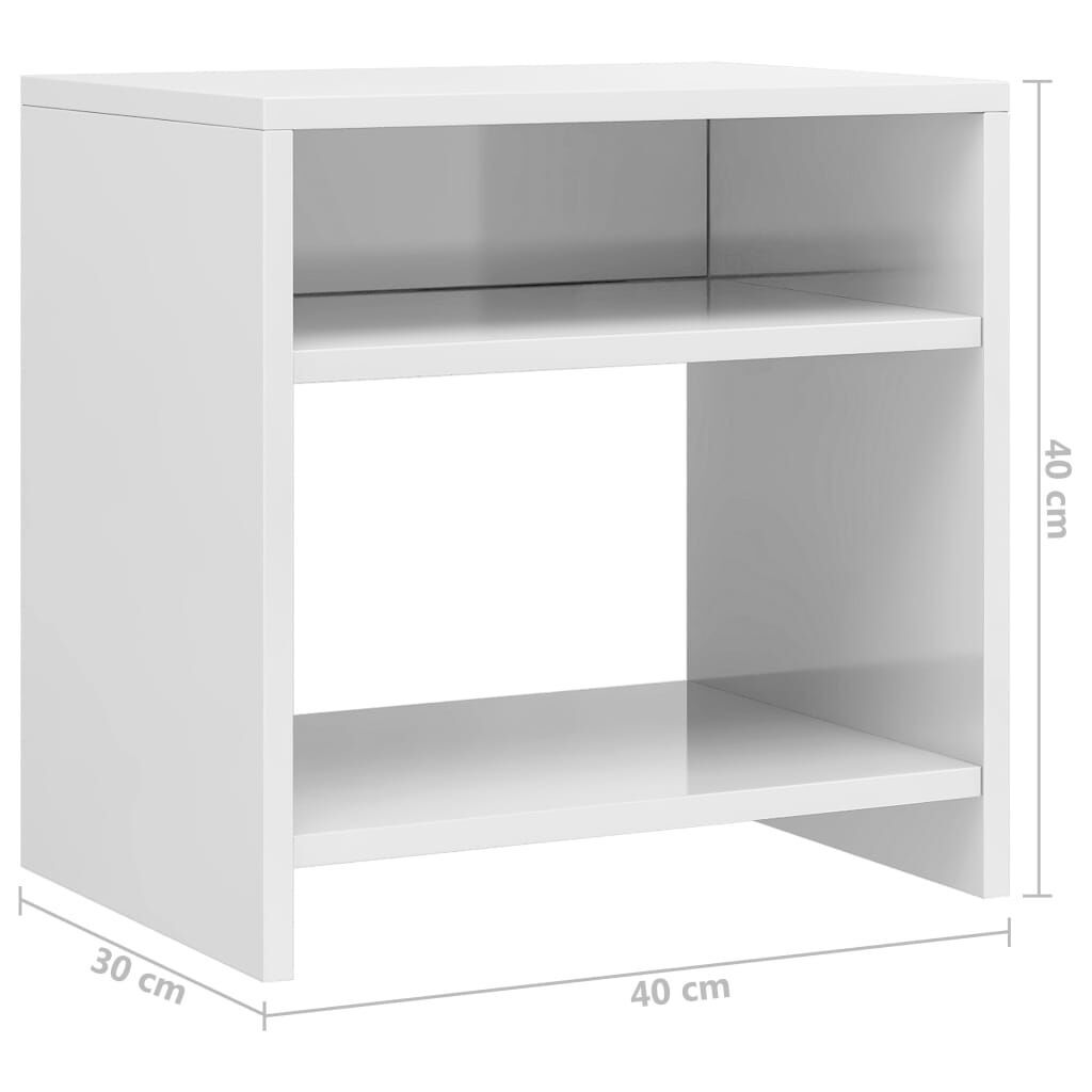 Bedside Cabinet High Gloss White 40x30x40 cm Engineered Wood Price