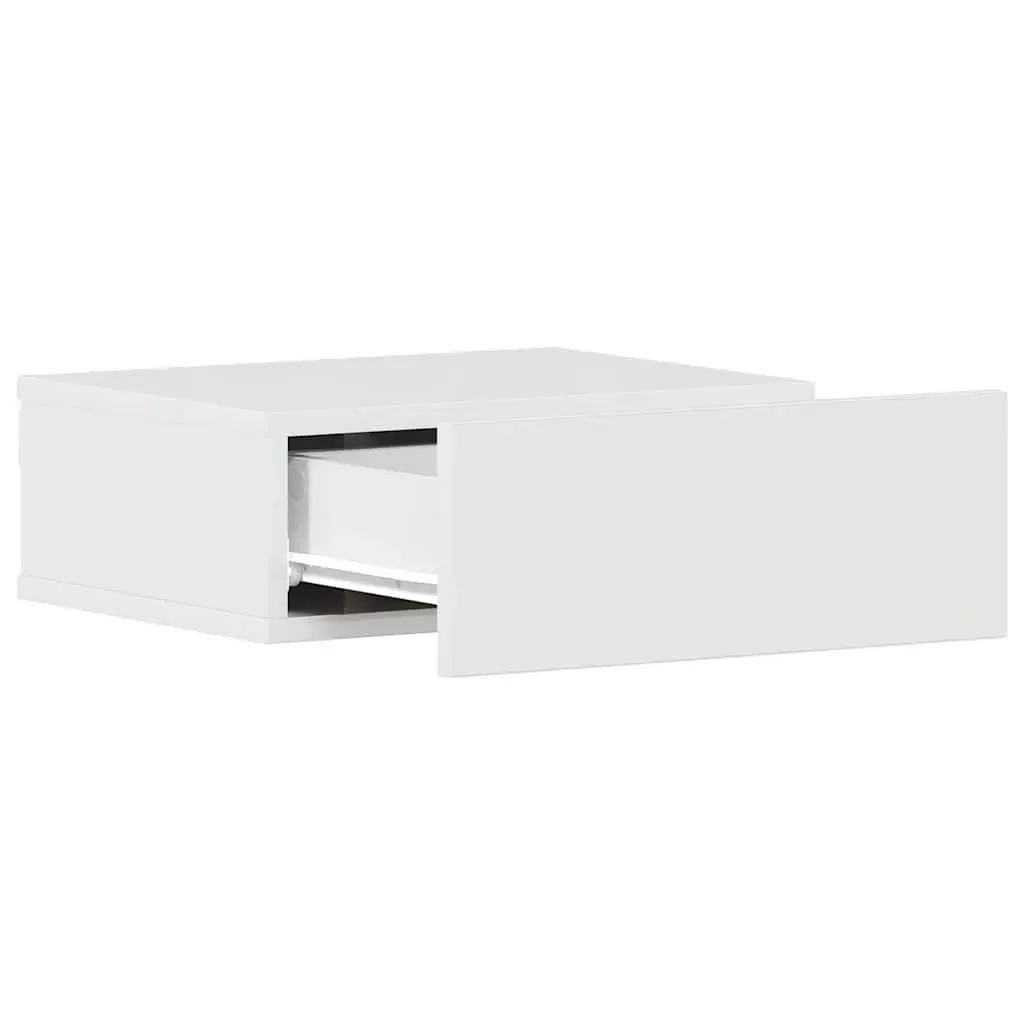 Floating Nightstand High Gloss White 40x30x15 cm Engineered Wood Price
