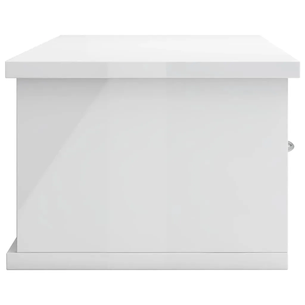 Wall-mounted Drawer Shelf High Gloss White 60x26x18.5 cm Engineered Wood Price
