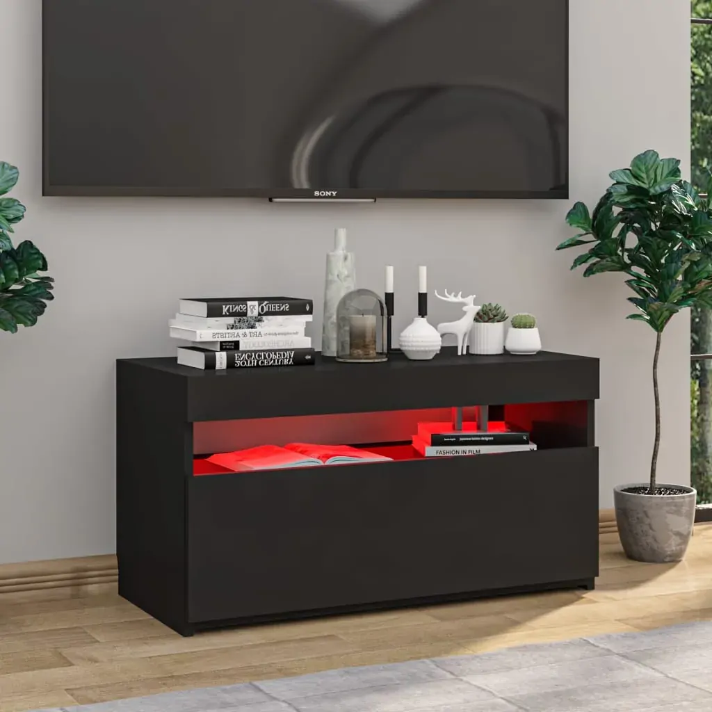 TV Cabinet with LED Lights Black 75x35x40 cm Price