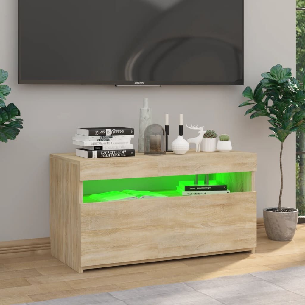 TV Cabinet with LED Lights Sonoma Oak 75x35x40 cm Price