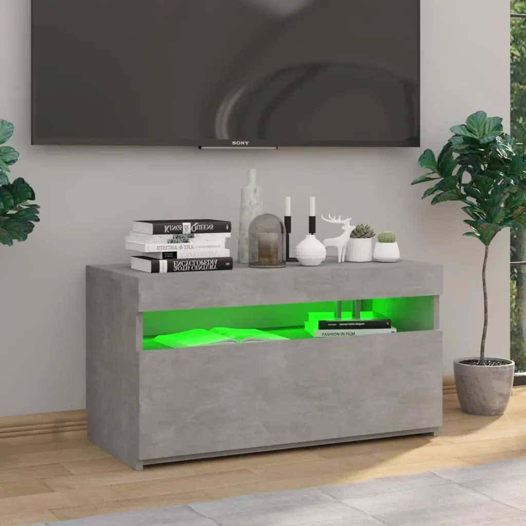 TV Cabinet with LED Lights Concrete Grey 75x35x40 cm Price