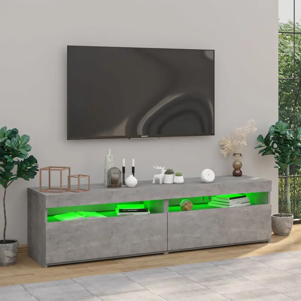 TV Cabinets 2 pcs with LED Lights Concrete Grey 75x35x40 cm Price