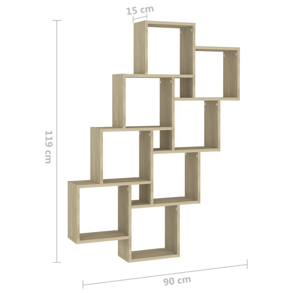 Wall Cube Shelf Sonoma Oak 90x15x119 cm Engineered Wood Price