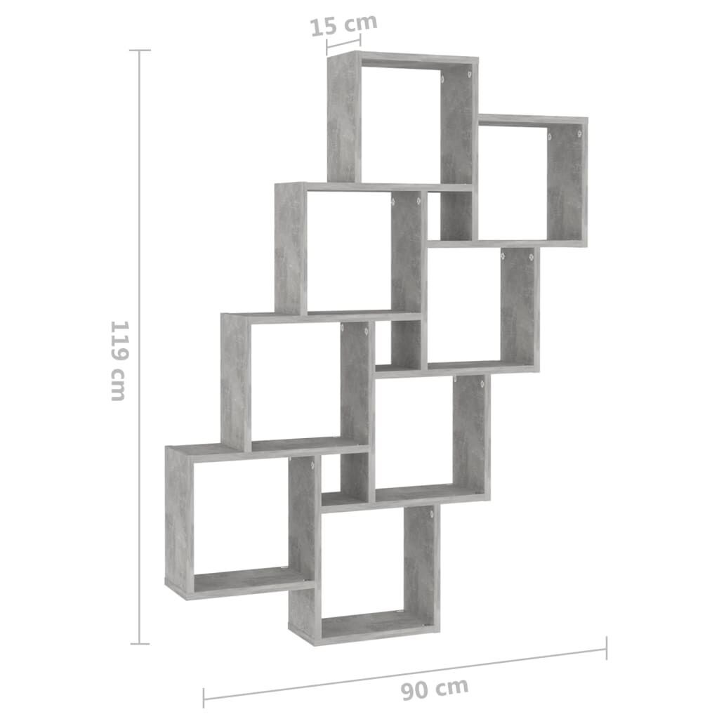 Wall Cube Shelf Concrete Grey 90x15x119 cm Engineered Wood Price