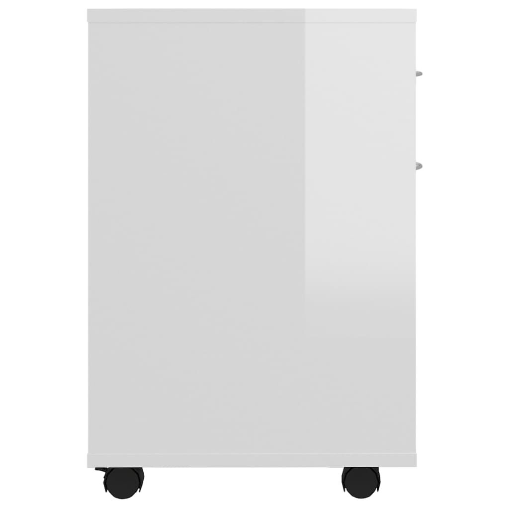 Rolling Cabinet High Gloss White 45x38x54 cm Engineered Wood Price