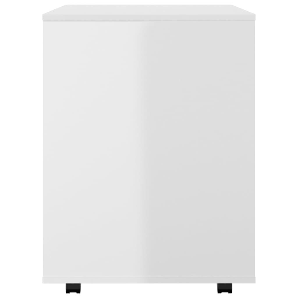 Rolling Cabinet High Gloss White 60x53x72 cm Engineered Wood Price