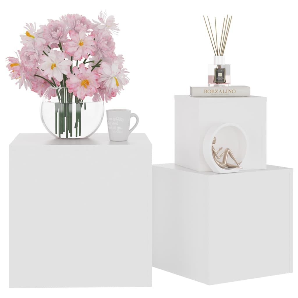 Side Tables 3 pcs White Engineered Wood Price