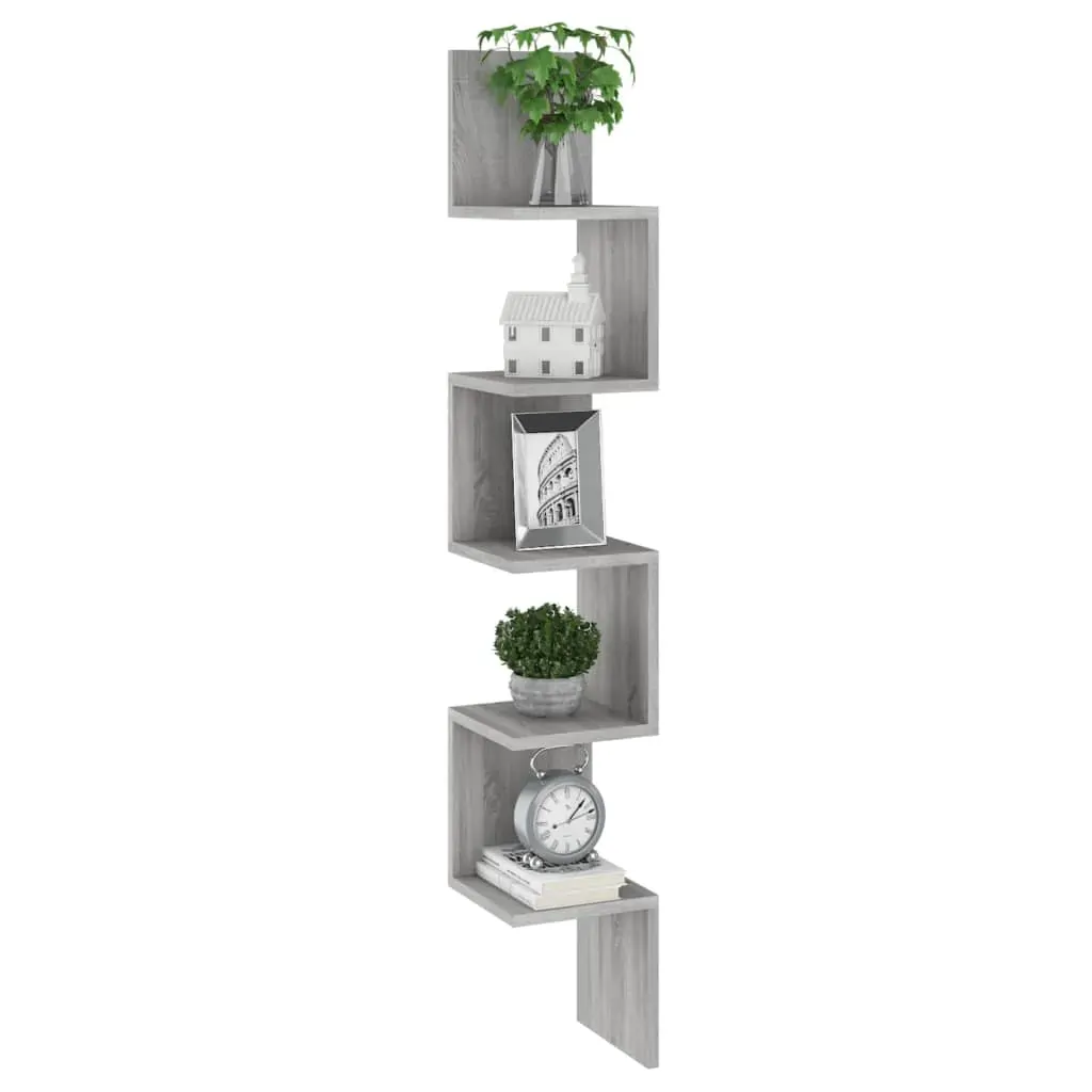 Wall Corner Shelf Grey Sonoma 20x20x127.5 cm Engineered Wood Price