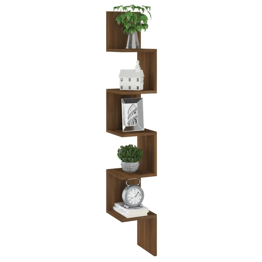 Wall Corner Shelf Brown Oak 20x20x127.5 cm Engineered Wood Price