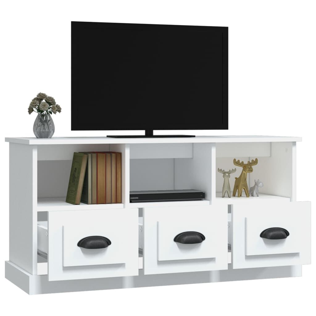 TV Cabinet White 100x35x50 cm Engineered Wood Price