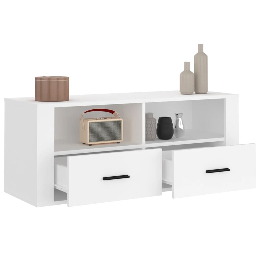 TV Cabinet White 100x35x40 cm Engineered Wood Price