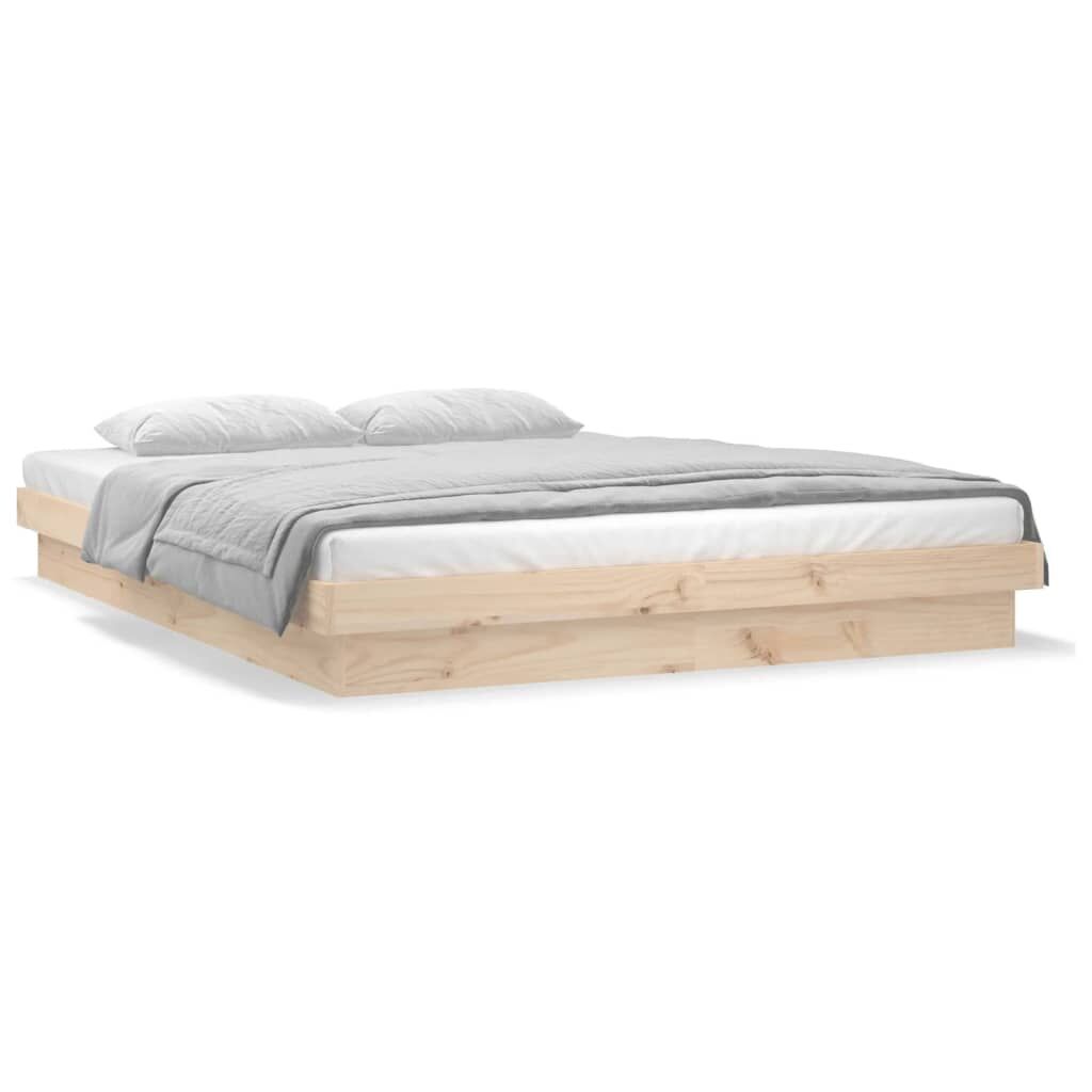 LED Bed Frame without Mattress 183x203 cm King Solid Wood Price