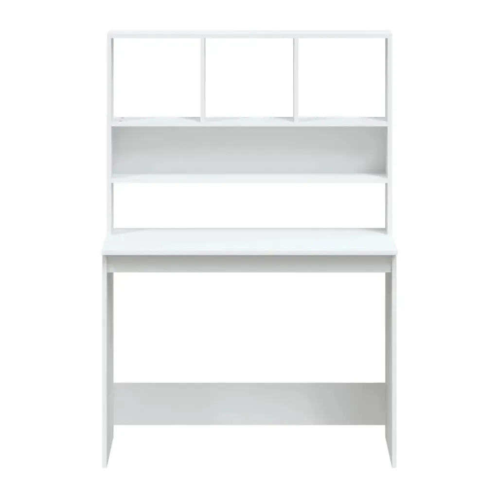 Desk with Shelves White 102x45x148 cm Engineered Wood Price