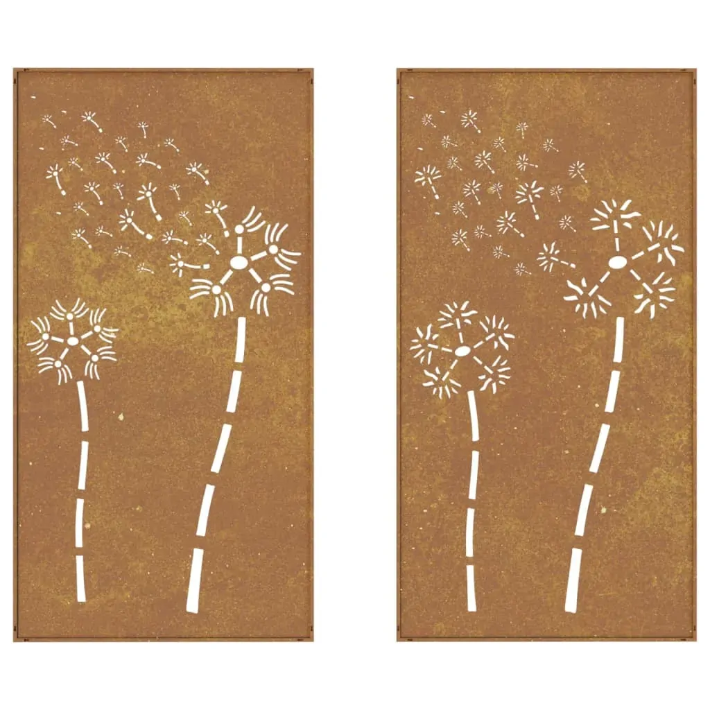 Garden Wall Decorations 2pcs 105x55cm Corten Steel Flower Design Price
