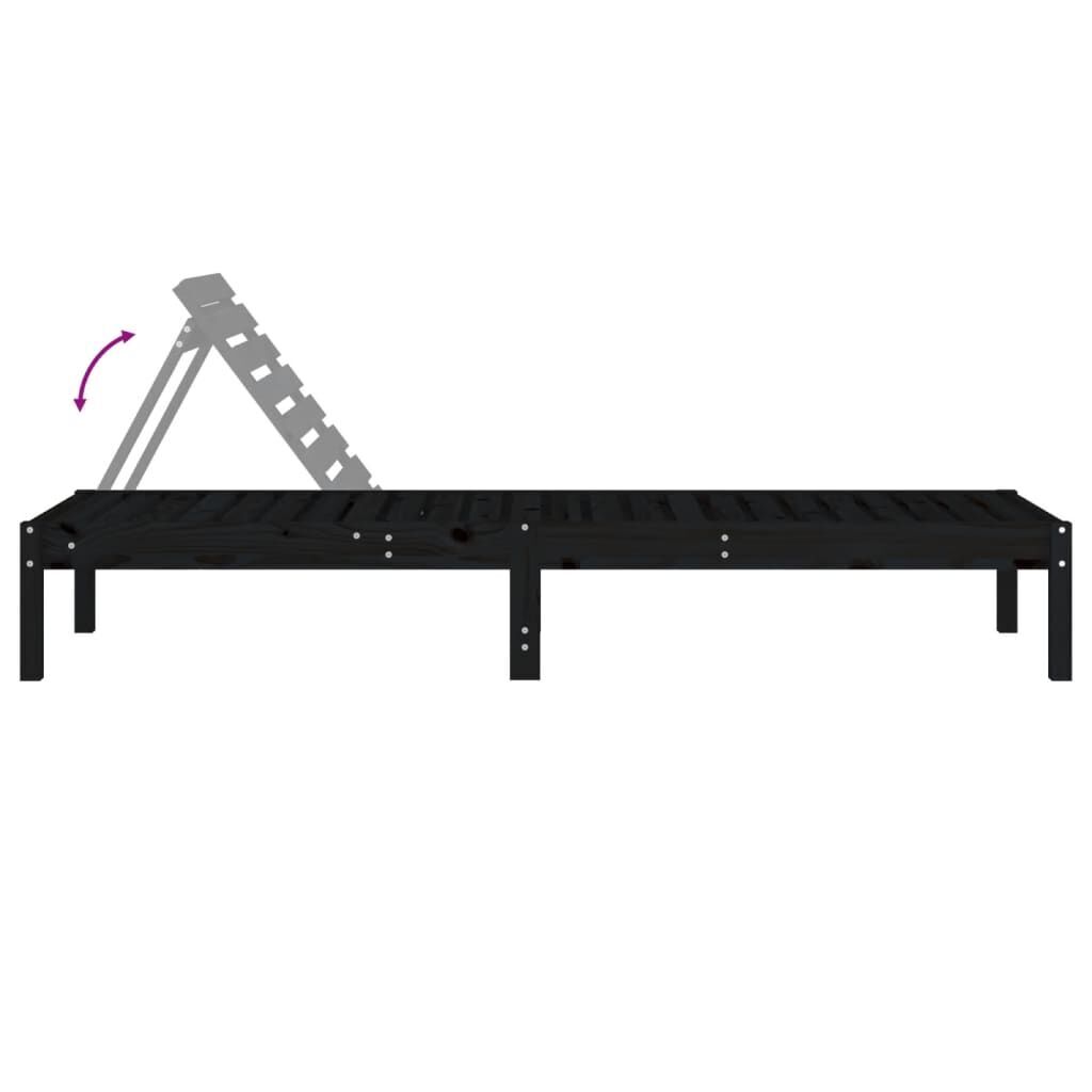 Sun Lounger Black 199.5x60x74 cm Solid Wood Pine Price