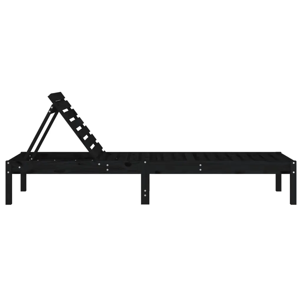 Sun Loungers 2 pcs Black 199.5x60x74 cm Solid Wood Pine Price
