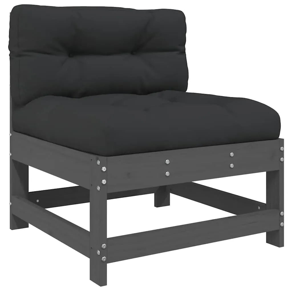 3 Piece Garden Lounge Set with Cushions Grey Solid Wood Price