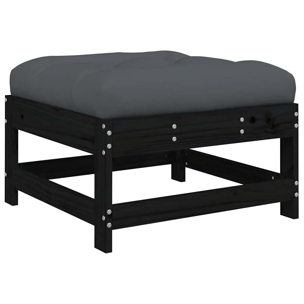 3 Piece Garden Lounge Set with Cushions Black Solid Wood Price