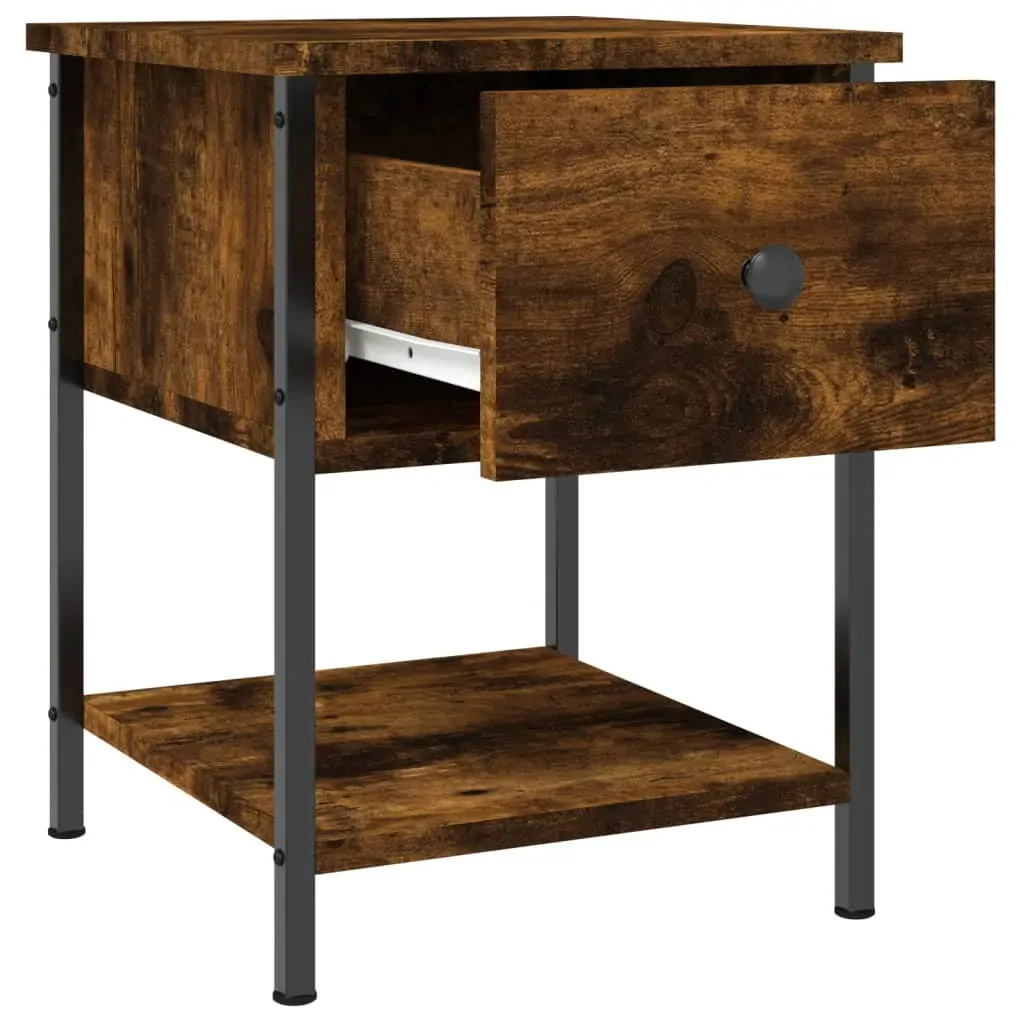 Bedside Table Smoked Oak 34x35.5x45 cm Engineered Wood Price