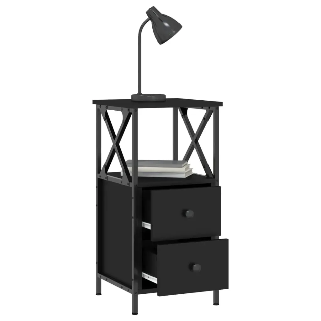Bedside Cabinets 2 pcs Black 34x35.5x70 cm Engineered Wood Price