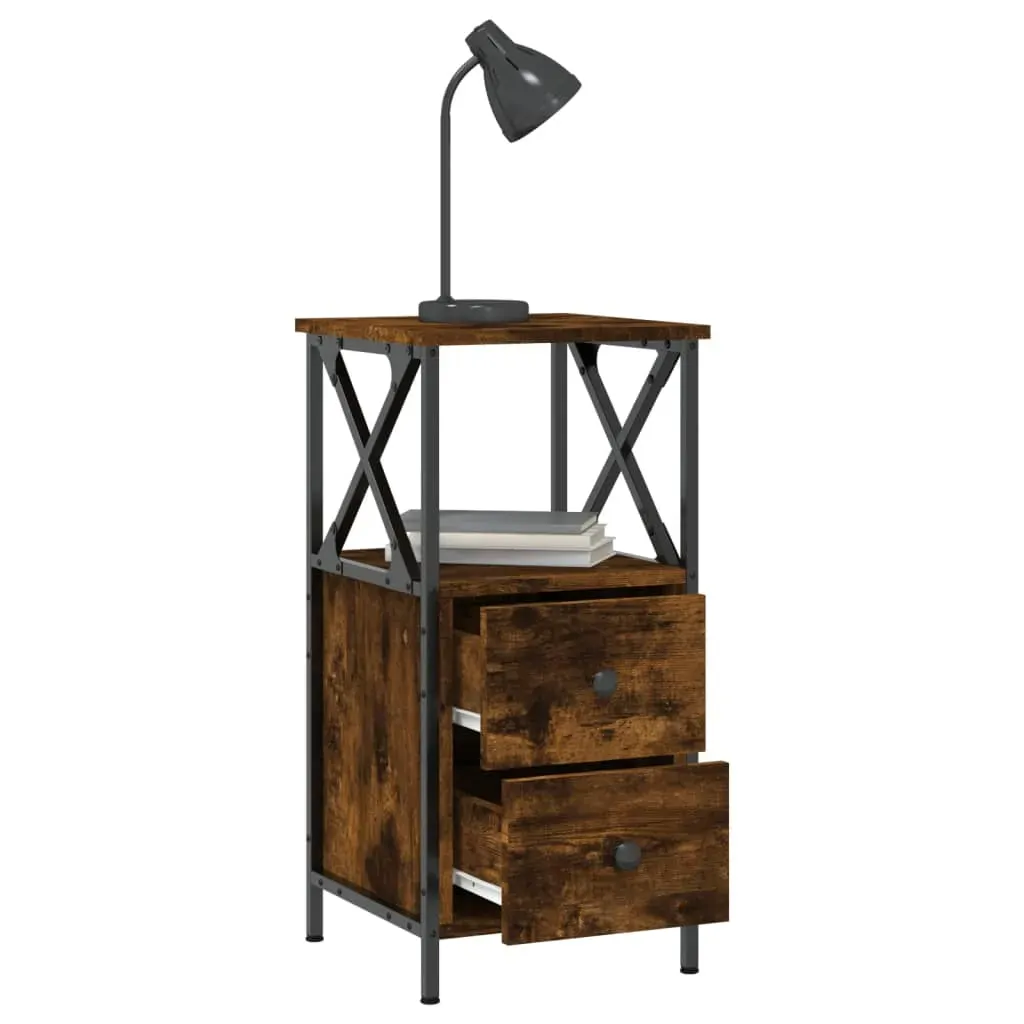 Bedside Cabinets 2 pcs Smoked Oak 34x35.5x70 cm Engineered Wood Price