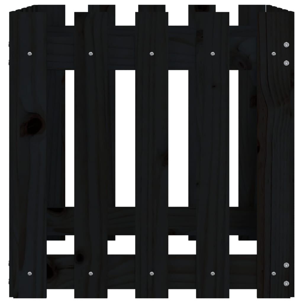 Garden Planter with Fence Design Black 50x50x50 cm Solid Wood Pine Price