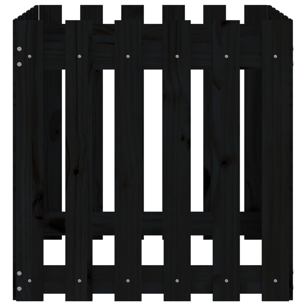 Garden Planter with Fence Design Black 60x60x60 cm Solid Wood Pine Price