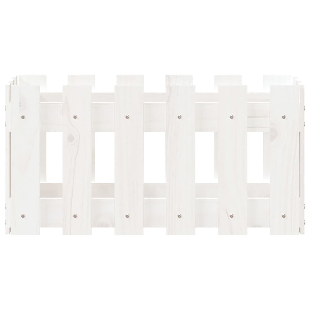Garden Planter with Fence Design White 60x30x30 cm Solid Wood Pine Price