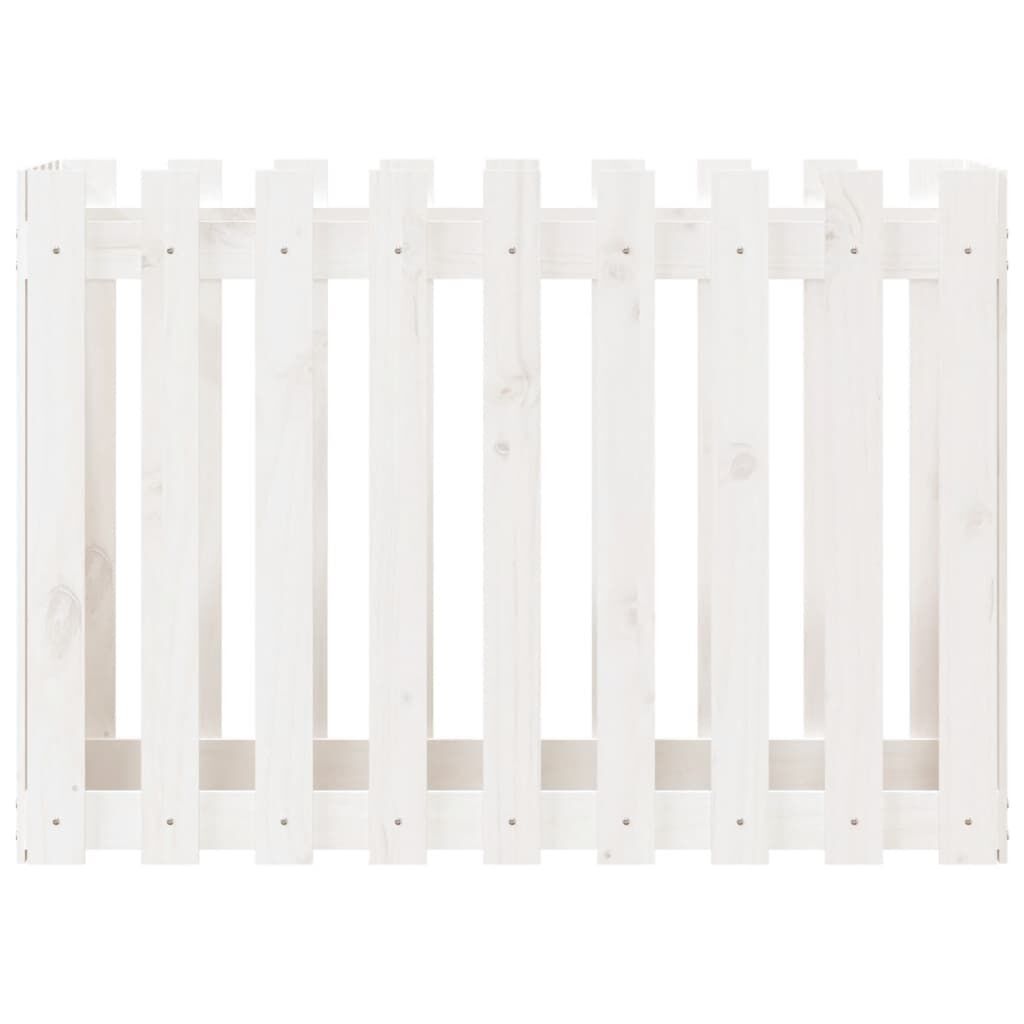 Garden Raised Bed with Fence Design White 100x50x70 cm Solid Wood Pine Price