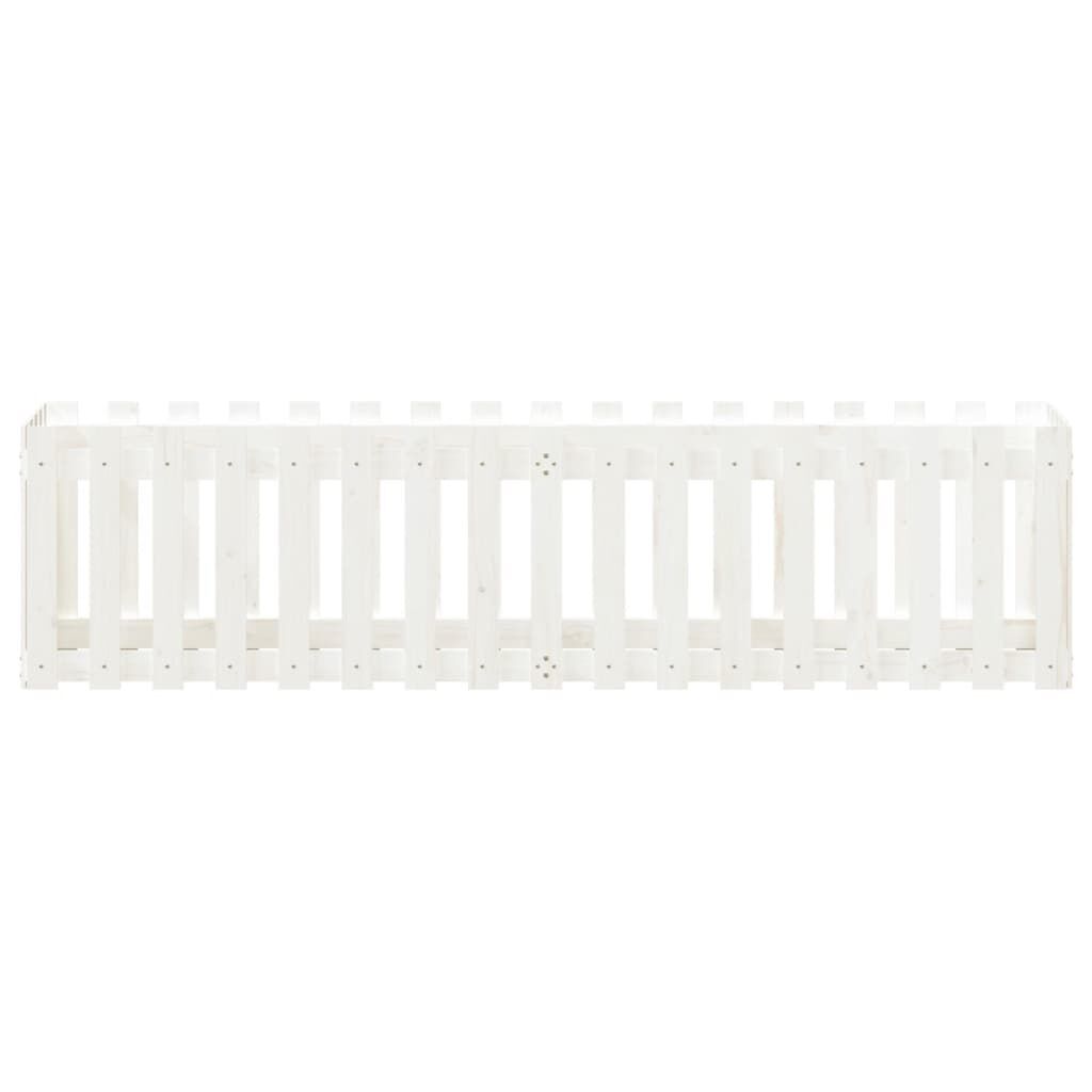 Garden Raised Bed with Fence Design White 200x50x50 cm Solid Wood Pine Price