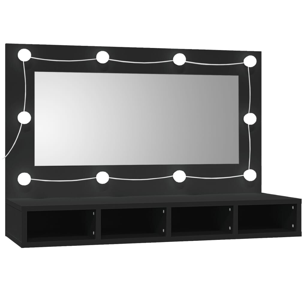 Mirror Cabinet with LED Black 90x31.5x62 cm Price
