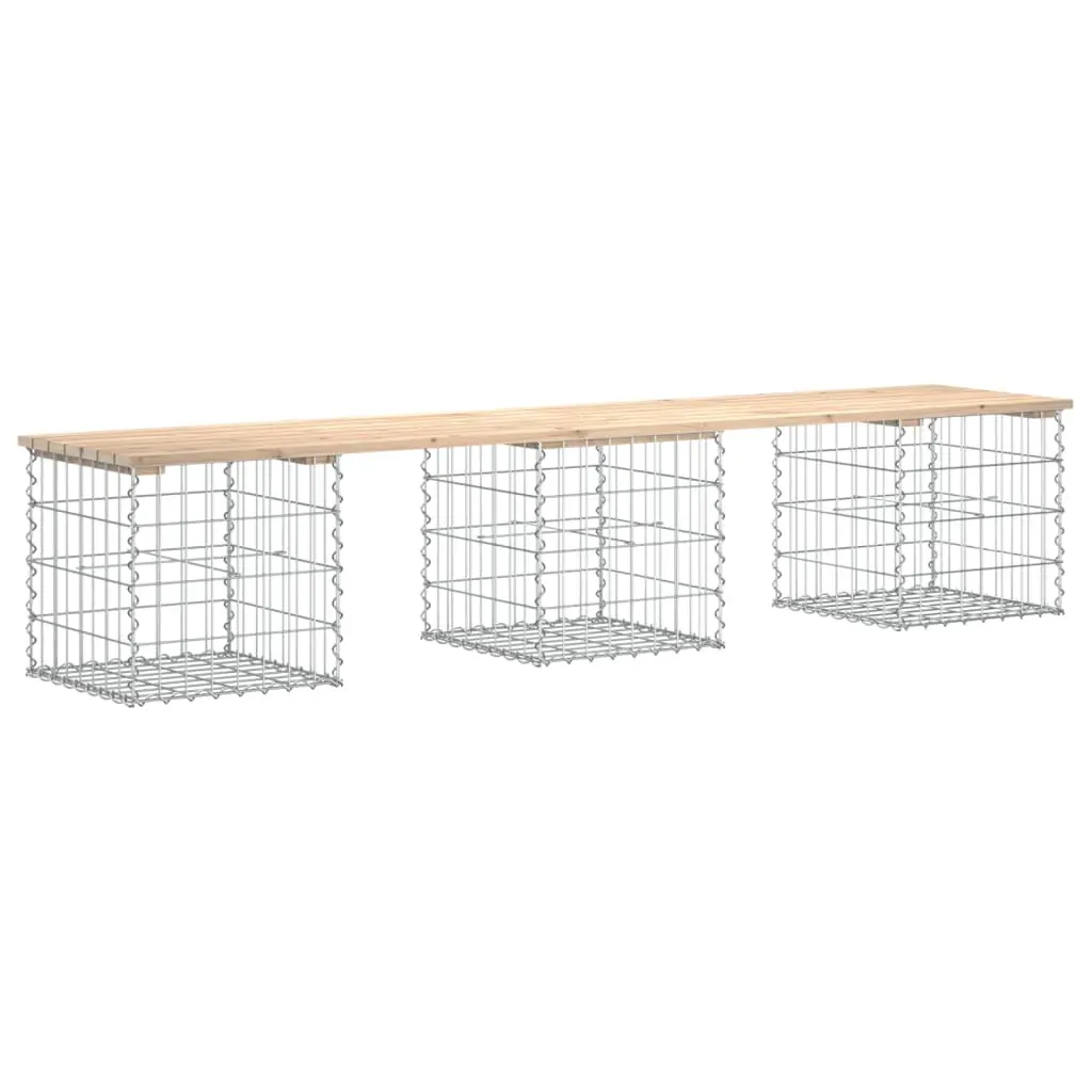 Garden Bench Gabion Design 203x44x42 cm Solid Wood Pine Price